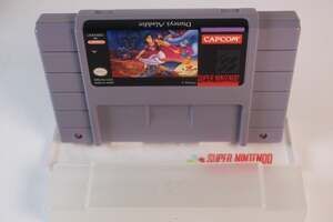 Disney Aladdin (Super Nintendo SNES) Game cart ad sleeve only, tested/Works